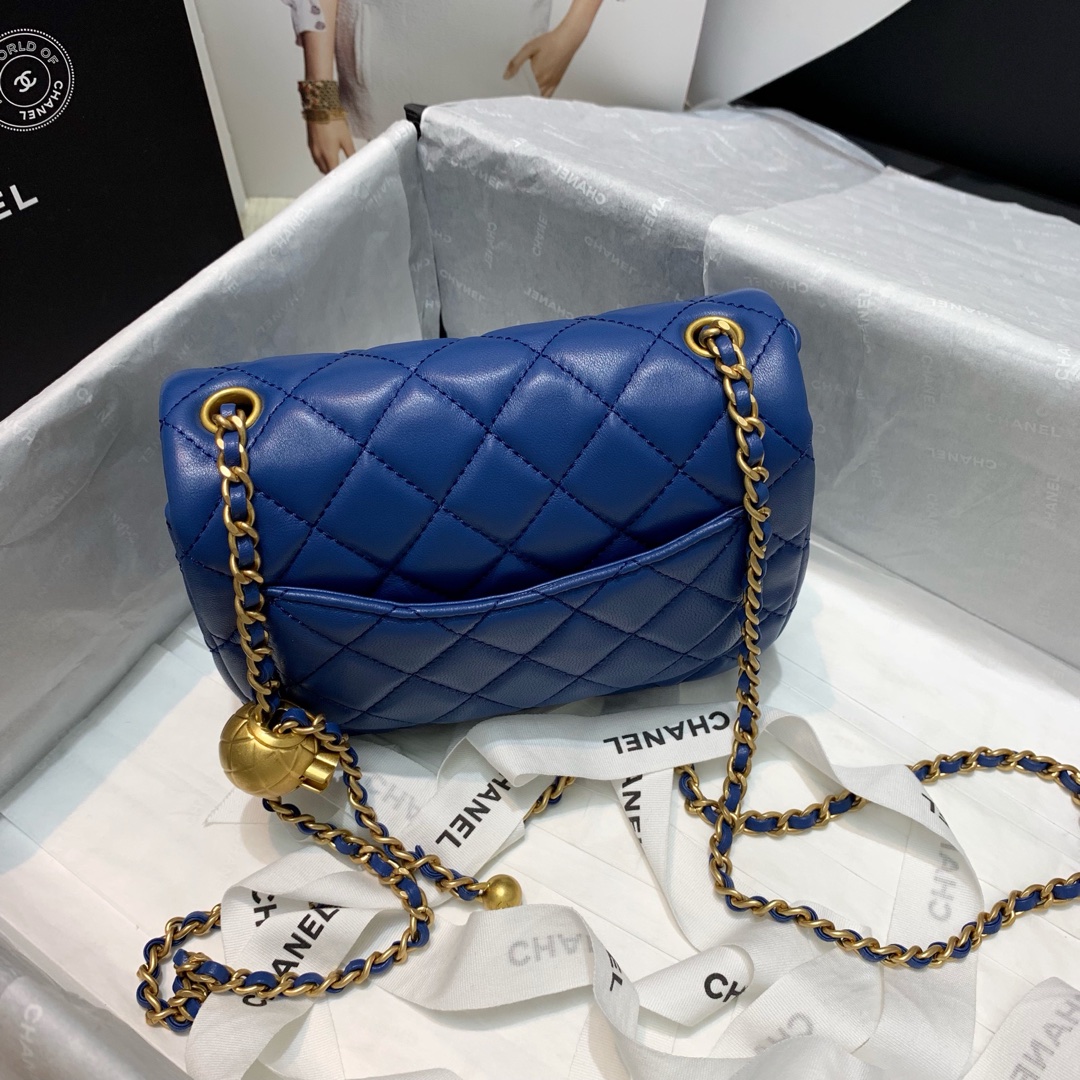 Mini Classic Flap Lambskin Bag AS1786 Blue/Gold